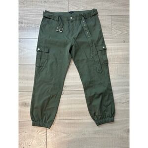 Olive Green Cargo Pants Plus Size 3X Belted Utility Y2K Streetwear Jogger NWT